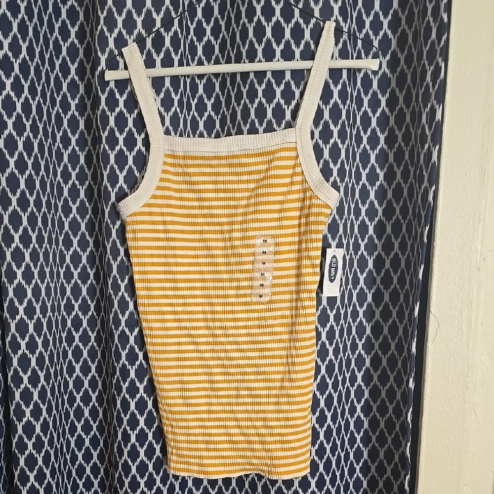 Yellow and White Striped Tank Top